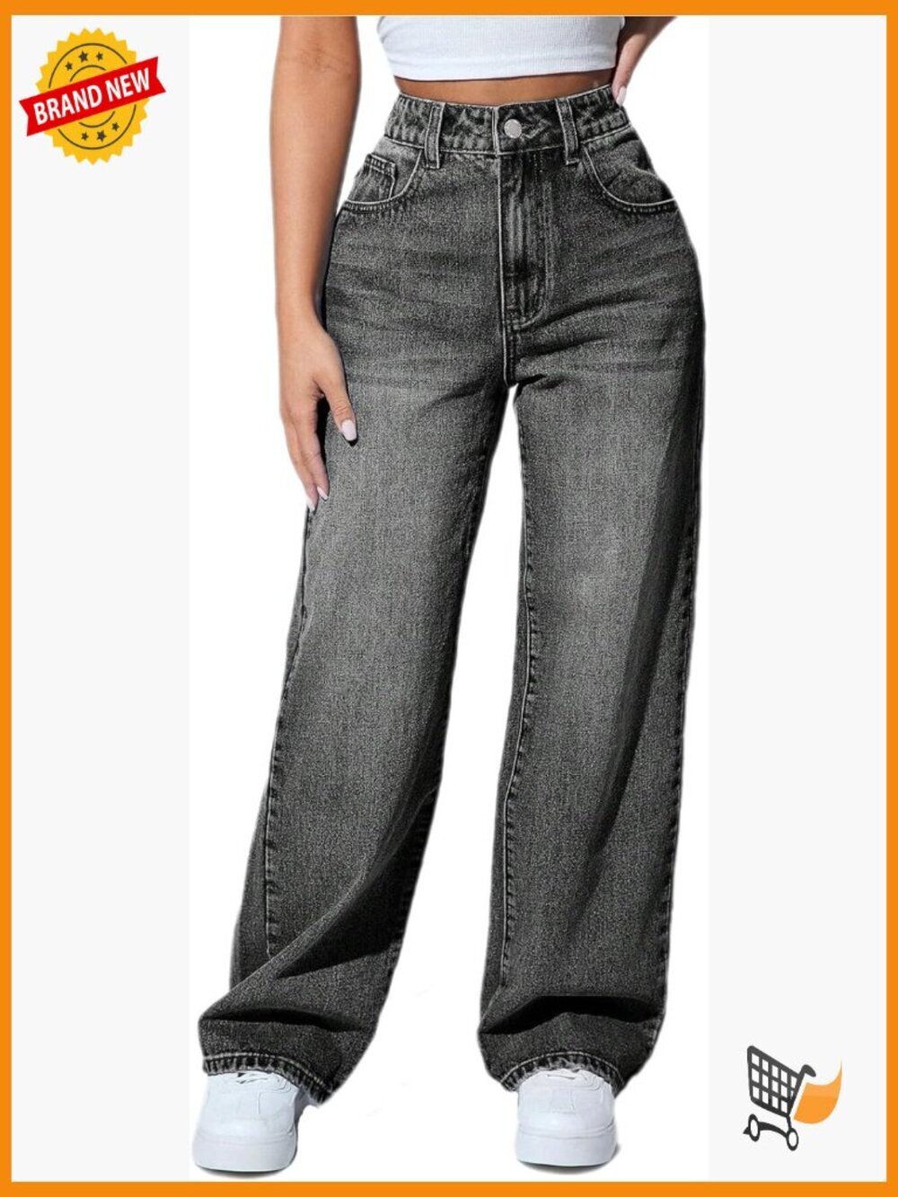 High Waisted Wide Leg Stretchy Denim Jeans for Women